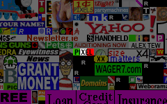 The europixelitalia.com block, lit up among its dimmed neighbours on the Million Dollar Homepage grid